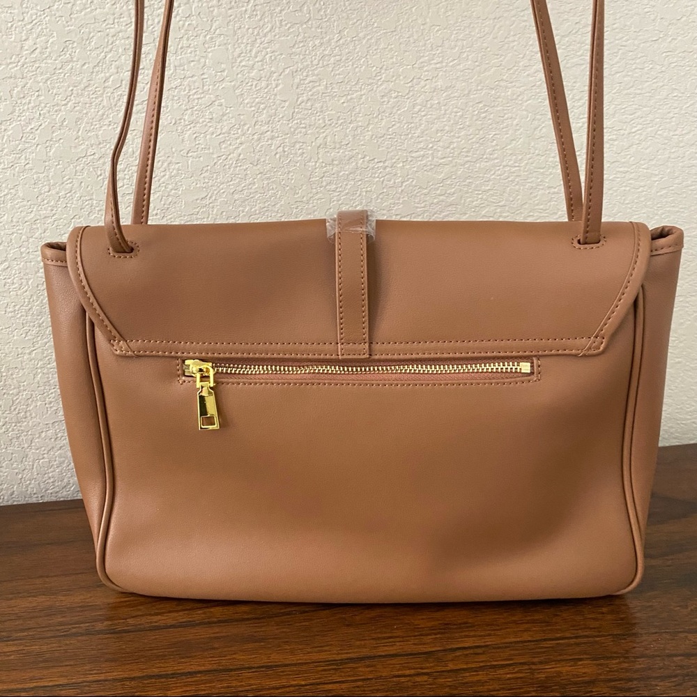 Golden Brown Belted Convertible Classic Shoulder Crossbody Bag Purse - Picture 6 of 14